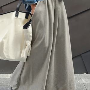 TEMU 여성용 패션 캐주얼 와이드레그 팬츠, 단색 폴리에스터, 세탁기 사용 가능 - 사계절용