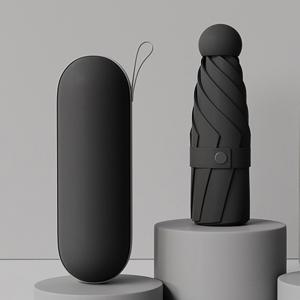 TEMU 1개 후이둔 미니 블랙 비닐 5단 접이식 우산 - 컴팩트 포켓 사이즈, UV 차단 기능, 수동 개폐식, 6살 내구성 디자인 & 캡슐 케이스, 파스텔 컬러 (핑크/블루/퍼플/옐로우/그린/화이트), 여행 및 야외 활동용, 슬림한 액세서리, 접이식 편의성