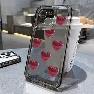 TEMU 세븐 스몰 러브 패턴 투명 TPU 풀 커버 방탄 보호 모바일 폰 케이스, Apple iPhone 16/15/14/13/12/11/Pro/Plus/Pro Max에 적합