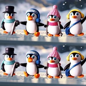 TEMU 4/8pcs 귀여운 만화 펭귄 인형 세트, 자동차 실내 장식, 책상 장식, 크리스마스 새해 선물 세트, 자동차 액세서리 펭귄 크리스마스 선물, 미니 만화 펭귄 케이크 장식 풍경 생일, 파티, 휴일 생일, 데이, 크리스마스, 새해
