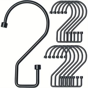 TEMU 12개 팩 스테인리스 스틸 S-후크, 4인치 헤비 듀티 플립-잇 블랙 메탈 S-후크, 다목적 후크, 주방, 욕실, 정원, 실내 및 실외 사용, 벽걸이 간편 설치 캐주얼 스타일