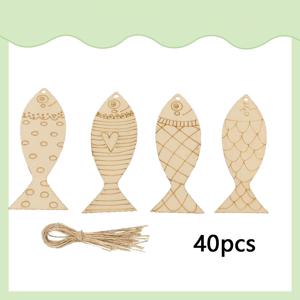 TEMU 40개 DIY 나무 물고기 모양 세트 - 다양한 공예품 페인팅, 해양 생물 테마 파티 장식, 크리스마스, 새해, 데이, 부활절, 추수감사절, 생일, 결혼식, 가정 및 실외 장식에 이상적, 4가지 스타일, 전기 불필요