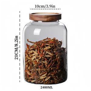TEMU 1개 고급 보로실리케이트 유리 보관용기, 2400ml 대용량, 라운드 플립탑 밀봉 컨테이너, 손세척, 전기 없이 재사용 가능한 다용도|트라이탄밀폐용기