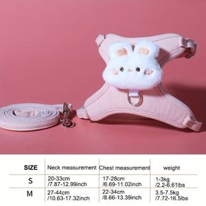 TEMU 가벼운 랩 고양이 하네스와 리쉬 - 만화 디자인, 폴리에스터, 4피트 미만 길이, 애완동물 산책 장비 | 만화 디자인 하네스 | 통기성 메쉬 원단
