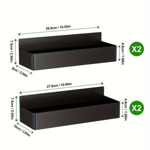 TEMU 4개 세트 플라스틱 버전 자석 냉장고 선반, 검정색 수납 선반, 자석 세탁기 수납 선반, 구멍 뚫을 필요 없음, 랙|냉장고|김치냉장고|쌀냉장고