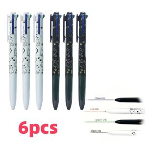 TEMU 6pcs 4-in-1 창의적인 고양이 원형 볼펜, 0.5mm 세밀한 끝, 다색 잉크 (검정색, 파란색, 빨간색, 초록색) 에르고노믹 그립, 리트렉터블, 원형 바디, 검정색, 깃털 없는, 사무직원, 예술가, 학교용품으로 적합