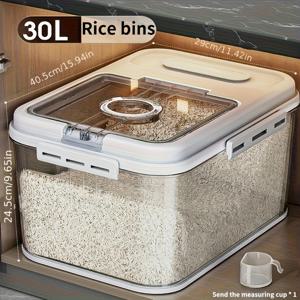 TEMU 1pc 대용량 밀폐식 식품 보관용기, 측정 컵 포함 - 재사용 가능한 정사각형 시리얼 디스펜서, 자기 밀봉 뚜껑, 주방, 곡물, 애완동물 식품용 - 손세척만, 플라스틱, 다목적 사용|트라이탄밀폐용기