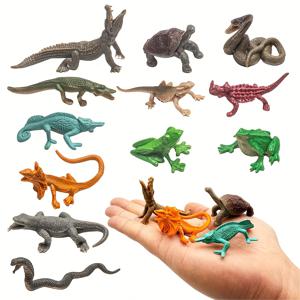 TEMU 12pcs 용생 동물 액션 피규어 세트 - 교육용 장난감 및 케이크 장식 키트, 생일과 크리스마스 선물에 적합, PVC 소재