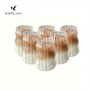 TEMU KAPLAN 고강도 보로실리케이트 유리컵 6개 세트 - 대용량 단벽 투명 재사용 가능한 컵 (우유, 차, 주스, 커피용) - 내구성 있고 손세척 전용, 음료 향상기 | 모던 드링크웨어 | 매끄러운 마감