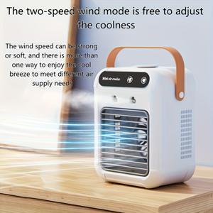 TEMU 휴대용 미니 에어컨 팬 - USB 충전식, 2000mAh 배터리, 16.91oz, 조용한 작동, 가정, 사무실, 여행용 소형 디자인, 시원한 공기 공급, 2단계 속도 모드, 화이트, 여행용 팬 | 세련된 화이트 팬 | 내구성이 뛰어난 플라스틱 휴대용 팬, 휴대용 에어컨