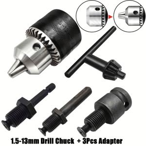 TEMU 1/2-20UNF 금속 드릴 Chuck 전환기, Chuck Key, SDS-Plus Shank, 충격 해머, Hex Shank, 충격 드라이버, 소켓 사각형 어댑터, 충격 렌치, 1.5-13mm 드릴 비트 탭 슬리브 및 스크루 드라이버, 드릴 비트 홀더 | 스크루 드라이버 홀더 | 내구성 있는 드릴 비트 슬리브