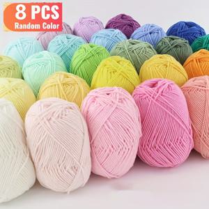 TEMU 8pcs 핸드 크로셰 양모 세트, 8가지 색상, 초보자 DIY 크로셰 양모 - 100% 폴리에스터 네 스트랜드 양모, 니트와 크로셰 초보자에게 적합, 스웨터, 담요, 스카프, 손수건, 스카프 및 모자에 적합 - 작은 아이템 크로셰 양모