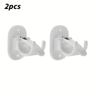 TEMU 2pcs 쉽게 설치할 수 있는 접착식 커튼 로드 행거 - 욕실, 침실, 거실, 아파트용 조절 가능한, 드릴 없음 디자인 (검정/흰색), 커튼 로드 행거|현대 커튼 로드|플라스틱 구조, 거실용 커튼
