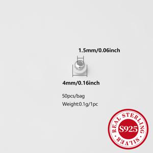 TEMU 50개/봉 S925 스털링 실버 비즈, 반짝이는 둥근 구슬 DIY 액세서리 제작용, 고급 팔찌 및 발찌 만들기 소품