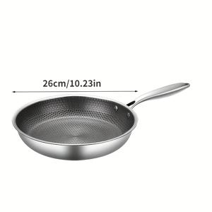 TEMU 1pc 비착성 스테인레스 스틸 프라이팬, 쉽게 청소 가능, 가스 및 인덕션 조리기 사용 가능, 스테이크, 계란, 생선, 주방 및 야외 사용에 적합