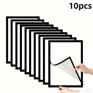 TEMU 10개 A4 자석 사진 프레임 - 클래식 스타일, 페인팅, 포스터, 증명서, 지도 및 스탬프용 자체 접착 벽걸이, 수직 설치, 자석 사진 프레임|지도|보석십자수