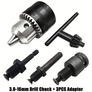 TEMU 0.12~0.63인치 (3.0mm~16mm) 금속 드릴 Chuck Converter, Chuck Key와 함께, 1/2-20UNF 스레드 퀵 체인지, SDS-Plus 샤크 임팩트 해머, 6각 샤크 임팩트 드라이버, 임팩트 렌치용 소켓 사각형 어댑터, 드릴 비트 탭 슬리브 및 스크루 드라이버 사용