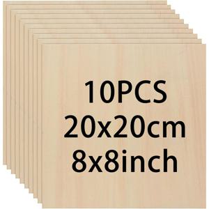TEMU 10개 8x8인치 정사각형 재활용 목재 DIY 공예 보드 - 레이저 커팅, 우드버닝, 스테인링, 홈 데코, 건축 모델, 도어 사인, 친구 & 가족 선물, 장식 사인, 다목적 공예 프로젝트