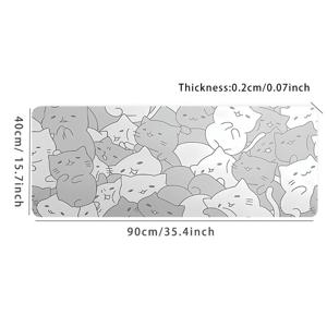 TEMU 시크한 회색 고양이 & 식물 디자인 마우스 패드 - 대형, 미끄럼 방지 고무 베이스 데스크 매트, 사무실 및 게임용 - 여성용 스타일리시 액세서리