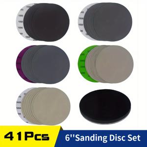 TEMU 40개 6인치 습식 건식 후크 & 루프 샌딩 디스크 1000-5000 그릿 사포 150mm 패드 포함, 샌더 그라인더 연마용