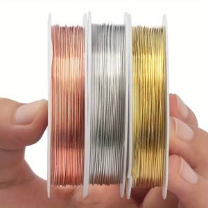 TEMU 3개의 구리 와이어 DIY 쥬얼리 만들기: 수제 팔찌, 목걸이 및 액세서리 - 0.2-1.0mm 두께 - 비즈 장식, 와이어 래핑 및 공예에 적합