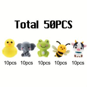 TEMU 50개 3D 동물 실리콘 비즈 세트 - 벌, 소, 코끼리, 개구리, 오리 모양 DIY 주얼리, 키체인 & 폰 참스 공예 키트