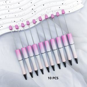 TEMU 10개 팩 컬러 플라스틱 비즈 펜, 블랙 잉크, 인체공학적 타원형 디자인, 리트랙터블 포인트, DIY 커스터마이징 스타일, 사무실 쓰기 및 수정 도구