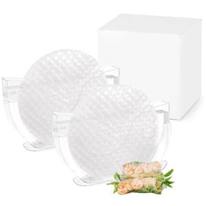 TEMU 2pcs 봄 롤 물 그릇 세트 - 손잡이가 있는 투명 플라스틱 쌀 및 면 그릇, 게, 베트남, 야외 안전, 직사각형 모양, 피크닉 및 야외 식사에 이상적