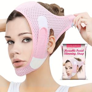 TEMU 1pc V-Shape 얼굴 리프팅 마스크, 재사용 가능한 얼굴 톤링 밴드, 남성과 여성에게 적합한 무향 미용 도구, 턱 리프터 강화, 얼굴紧缩带