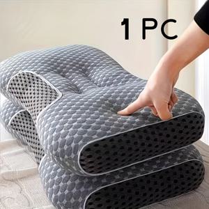 TEMU 1pc 부드러운 마사지 목 베개 - 조절 가능한 인간공학적 정형외과 지원, 고품질 베개 코어와 분리 가능한 커버, 편안한 수면 및 신체 휴식, 가정용 클래식 디자인, 어머니의 날 및 아버지의 날을 위한 완벽한 선물, 수면용 목 베개, 세련된 텍스처 마감|목베개