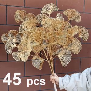 TEMU 45/25개 - 5/3줄 생생한 빛나는 금색 은행잎 및 배잎 인공 줄기, 연중 매력적인 화분 채우기, 가정, 결혼식, 겨울 및 봄 장식, 꽃 장식 중심, 결혼식 신부 청혼 샤워 남성 생일 기념일