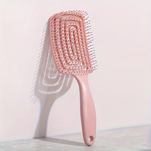 TEMU 1개 중공 헤어 브러시, ABS 플라스틱 손잡이, 플라스틱 솔, 모든 헤어스타일에 적합, 건조 및 습식 사용 가능, 일반 머리 품질용 스타일링 브러시, 여름 여행에 휴대하기 좋음