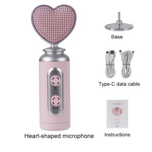 TEMU 팟캐스팅, 게임 및 라이브 스트리밍용 핑크 다이내믹 마이크 - USB/XLR 하트 모양 터치 음소거 기능, 방음, 음성 녹음에 적합한 모든 금속 소재 굴반 축제 무바라크
