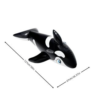 TEMU 1pc 고래 모양의 부풀어 오는 수영장 플로트 - 두꺼운 PVC 검은색과 흰색 해양 생물 디자인 1-3 명, 전기 없음, 내구성 표면 및 견고한 구조, 수영장, 호수, 바다 사용용 대용량, 수영장 플로트, 호수 좌석, 독특한 해양 디자인, 견고한 구조