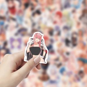 TEMU 55pcs 애니메이션 와이후 스티커 - 다양한 캐릭터 디자인, PVC 소재, 물병, 노트북, 휴대폰 케이스, 스케이트보드 및 스크랩북에 이상적, 성인용 스티커, 물병 장식 | 애니메이션 스티커 | 내구성이 뛰어난 스티커 소재, 애니메이션 스티커