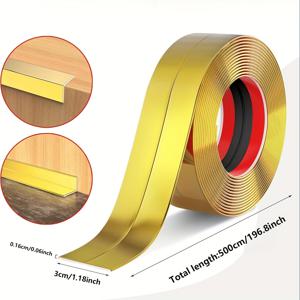 TEMU 골든 PVC 코너 가드 - 폭 3cm x 길이 2m/5m, 타일 및 벽·가구 보호용 내구성 있는 스크래치 방지 에지 프로텍터, 장식 리브 디자인 - 쉬운 설치 접착 백킹, 홈 리노베이션 및 DIY 프로젝트에 이상적, 광택 마감 | 고품질 보호