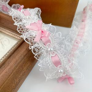 TEMU DIY 공예용 컬러풀 나비 매듭 프린지 트림이 있는 3.8cm 더블 레이어 레이스 리본 - 비즈 장식, 자수 및 선물 포장용 장식 꽃무늬 레이스 리본, 진주 액센트가 있는 수제공예용 리본