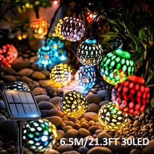 TEMU 모로코 볼 솔라 스트링 라이트 - 30/20 LED, 멀티컬러 모로코 페어리 라이트, IPX4 실외용 태양광 조명, 홈 침실 장식, 정원 울타리 파티오 마당 어머니날 크리스마스 파티에 이상적