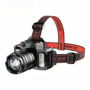 TEMU USB 충전식 LED 헤드램프, 적외선 센서 및 자동 켜기/끄기 기능 - HXP50 COB 밝은 빛, 18650 리튬 배터리, 캠핑, 사냥, 등산용 매트 메탈 마감 (USB 케이블 포함), 핸즈프리 조명, 내구성 있는 구조