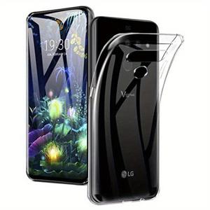 TEMU V50 ThinQ용 슬림 클리어 TPU 고무 유연한 소프트 라이트 베이지 투명 보호 슬리브 폰 케이스 커버
