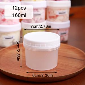 TEMU 6개/12개 160ml 요거트 푸딩 재스와 뚜껑, 누출 방지 야간 오트밀 밀봉 용기, 재사용 가능한 요거트 재스, , 곡물, 과일 푸딩 및 요거트에 적합|트라이탄밀폐용기