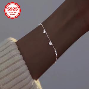 TEMU S925 순은 사랑 팔찌 - 우아하고 간단한 체인 차밍, 여성용 일상 착용 액세서리, 우아한 선물, 차밍 팔찌|우아한 팔찌|은색 체인
