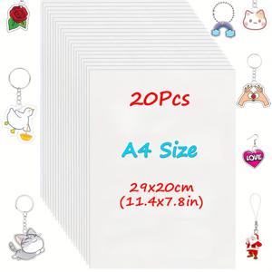 TEMU 20개 세트 11.4x7.8인치 무광 수축 플라스틱 시트, 0.3mm 두께 - 주얼리 펜던트, 키체인, 귀걸이, 선물 태그, DIY 공예 및 휴일 장식용, 키체인 맞춤 제작, 다목적 공예, 보호 포장