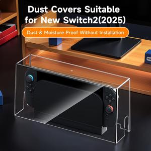 TEMU Nintendo Switch 2 게임 콘솔용 먼지 커버, 2025년 새로운 모델, Switch/OLED 베이스와 호환 가능, 범용 방수 및 방수 케이스, 게임 콘솔 액세서리, DIY 디스플레이 박스, 투명 아크릴 보호 커버, 먼지 방지 및 방수, 설치가 쉬움