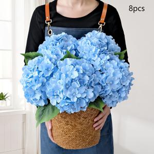 TEMU 4/8 팩 블루 인공 수국 꽃, 긴 줄기, 천으로 만든 꽃 장식, 결혼식, 가정 정원, 데이, 일상, 주방 레스토랑 화분 센터피스 장식, 전기나 배터리가 필요하지 않습니다