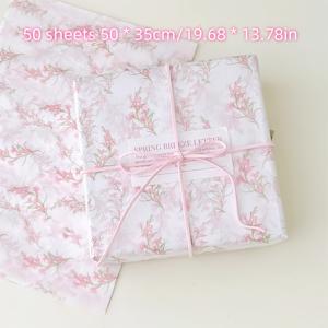 TEMU 50개의 핑크 칼 모양 난초 패턴 티슈 페이퍼, 20'' x 14'' 선물 포장지, 결혼식, 명절 선물, 생일 선물 포장, 부케 포장, 기프트백 채우기, 파티 선물에 적합