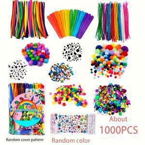 TEMU 1000개 DIY 공예 키트, 파이프 클리너, 나무 폼 폼 및 더 많은 - 창의적인 프로젝트를 위한 완전한 예술 및 공예 용품 세트