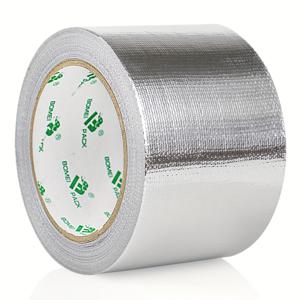 TEMU 1개 BOMEI PACK 접착 알루미늄 호일 열 차단 테이프 - 유리 섬유 단열, 반사, 3인치 x 66피트, 방수, 고온 및 부식 방지, 목재/플라스틱/유리/직물/금속 표면용, 쉬운 설치 및 제거, 가벼움, 조절 가능한 길이, 야외/실내/서브리메이션/물 난방/전기 사용, 내구성 및 강한 접착력