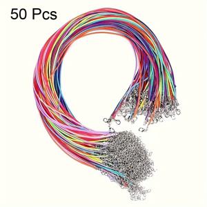 TEMU 50/100pcs 왁스 로프 목걸이 체인 DIY 크리스마스 선물 보석 만들기 용품 남녀 공용 매일 매칭 - 1.5mm 두께, 45cm/18인치 길이, 검정색 버클, 크래프팅용 대량 액세서리