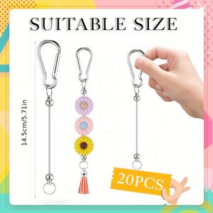 TEMU 20개 블랭크 비즈 키체인 대량 판매, 손수제 비즈 가방 장식 액세서리 DIY 발렌타인데이 휴일 선물용 비즈 막대 포함